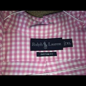 Men’s pink check shirt sleeve button down